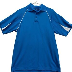 Under Armour Polo Shirt Mens Small Blue White Piping Performance Golf Athletic